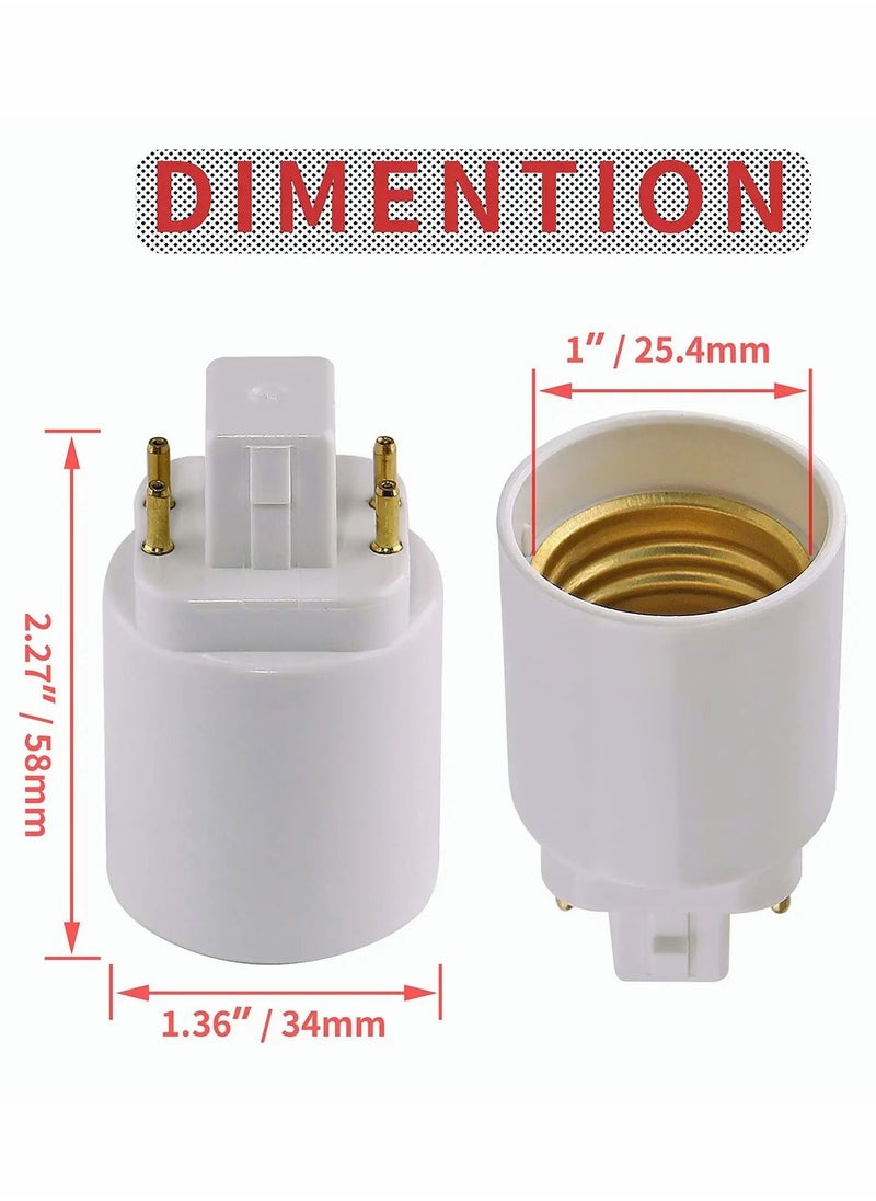 Excefore - Gx24q to E26 Adapter, Luxvista Gx24q to E26 Lamp Base Converter, G24Q to E26/E27 4 Pin CFL Lamp Base Converter, Remove Bypass The Ballast, 10-Pack - Image 1