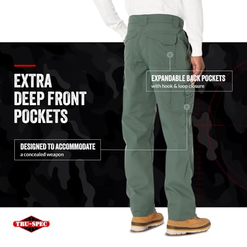 Tru-Spec 24-7 Original Tactical Pants for Men - Durable, Water-Resistant Cargo Work Pants with Concealed Carry and Knee Pad Openings, Olive Drab - 40W x 32L - Image 5