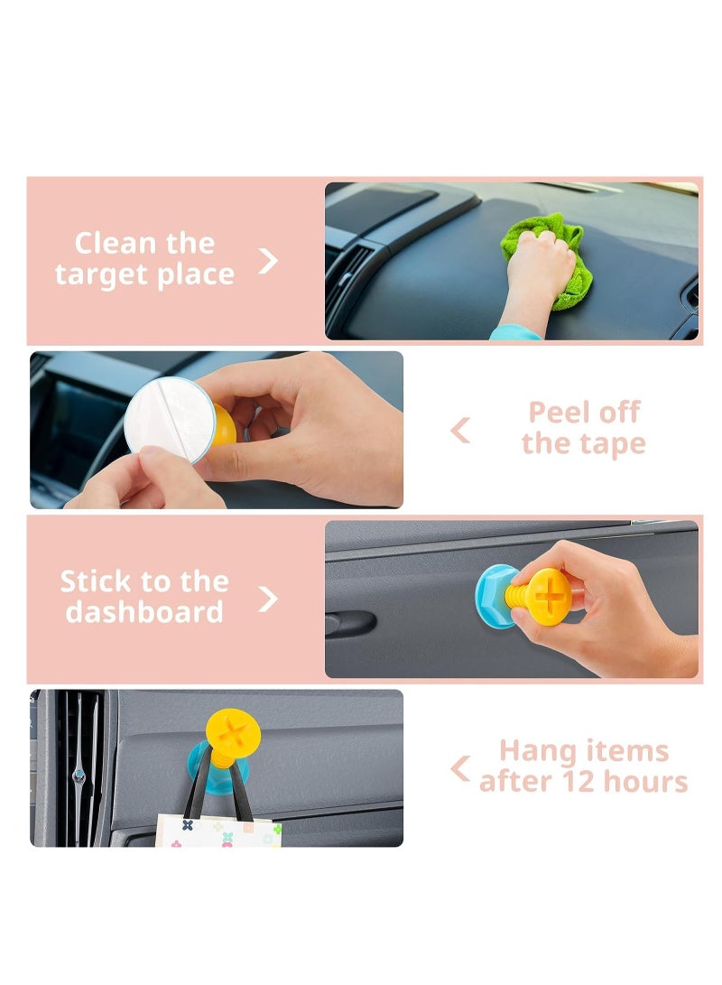 Self Adhesive Hanging Hooks, Creative Color Screw Hooks, Viscose Punch-Free Hooks, Car Dashboard Hooks, Key Holder, Hooks, Multifunctional Organizers Tools for Hanging Keys Coat Hat Clothes 3PCS - Image 3