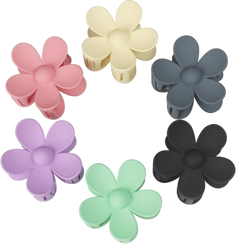 Mecool 6 Pcs Flower Hair Claw Clips for Women Ponytail Holder Headwear Hair styling Accessories for Straight Curly Wavy Hair Non Slip Hair Clips Women Hair Products for Womens Big Claw Clip Set