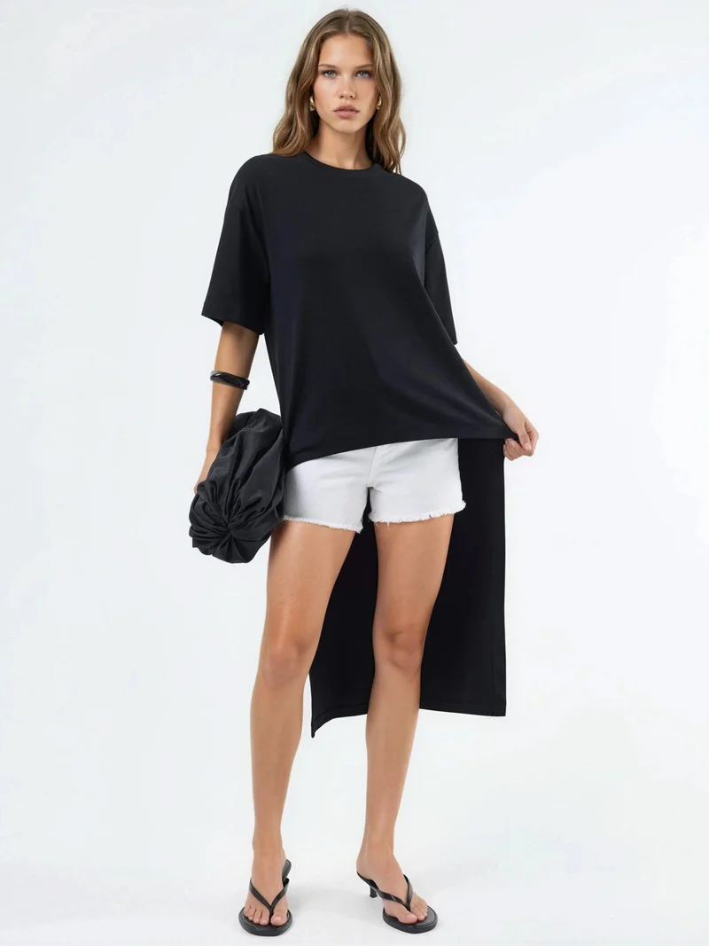 بوسيم BUSEM Oversized Crew Neck Tunic with Slit