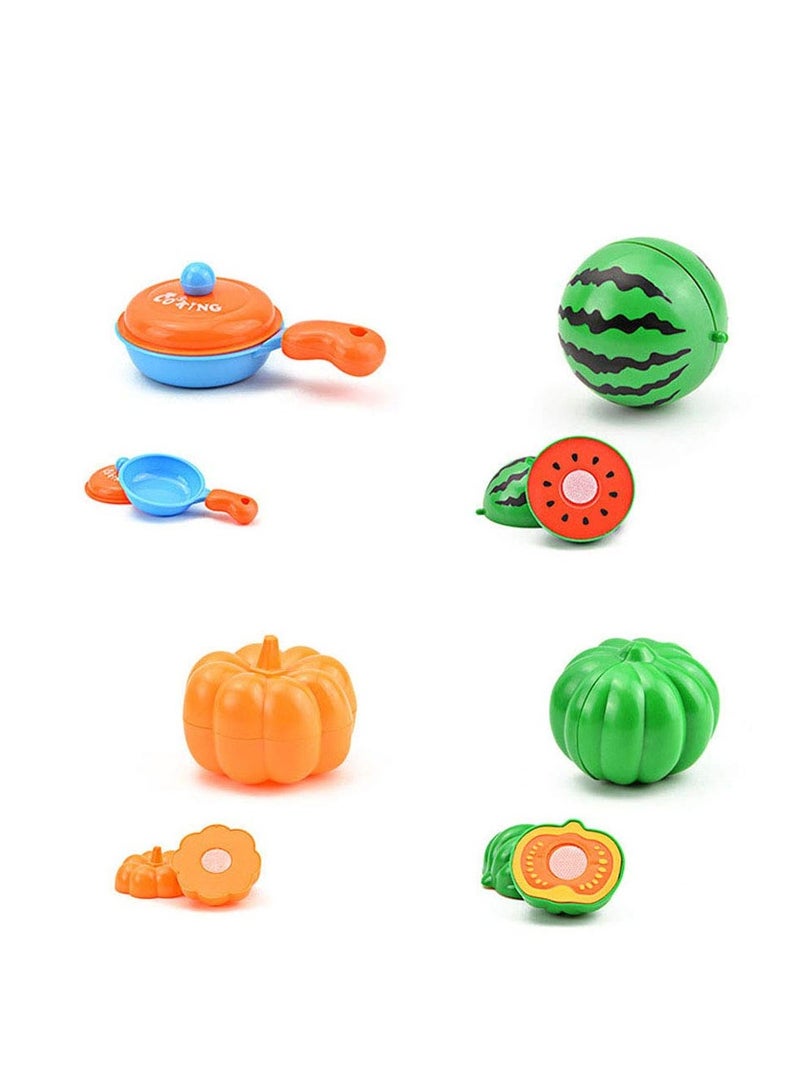 Play Kitchen Accessories 18 Pieces Educational Playset with Toy  and Beautiful Basket Play Food Set for Kids Pretend Food Cutting Toy Vegetables and Fruits