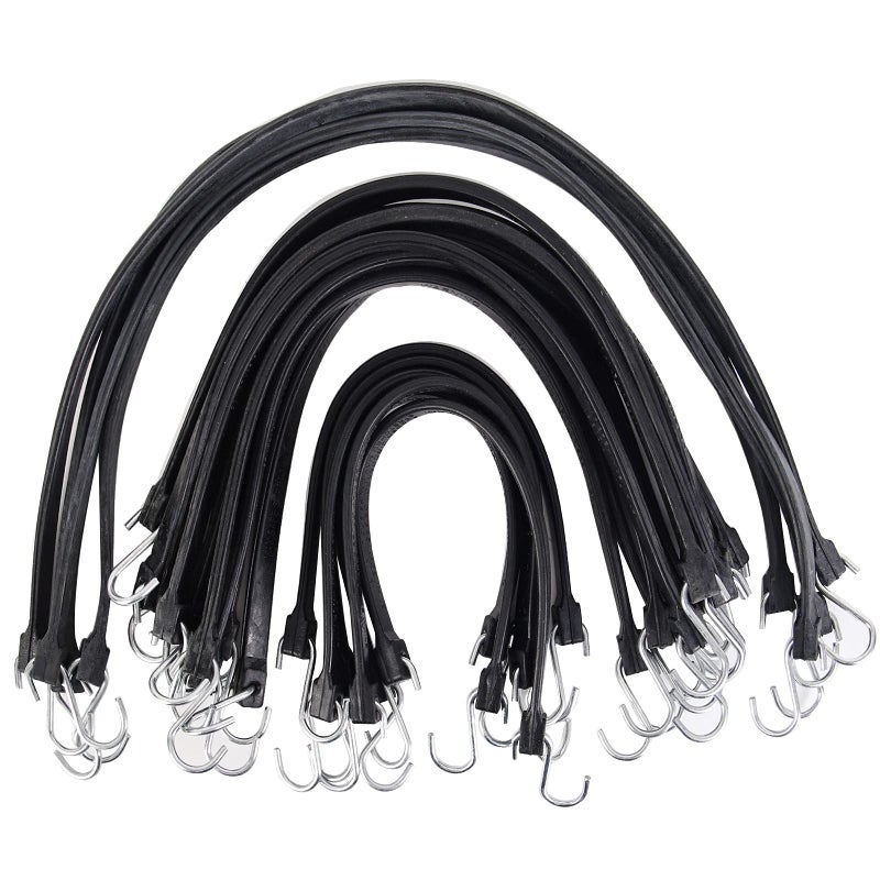 XSTRAP STANDARD Multiple Size Natural Rubber Tarp Bungee Straps Tie Down Cords with S Hooks Heavy Duty Ideal for Securing Tarps  20 Pack