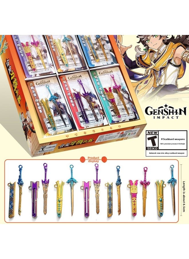 Generic - 24 Into The Colorful Original God Alloy Scabbard Weapon Model Boy Canteen Student Toy Sword School Small Gift-Color:Genshin Impact Alloy Scabbard Weapons, A Total Of 24 Small Bags (please Purchase In Multiples Of 24) - Image 1