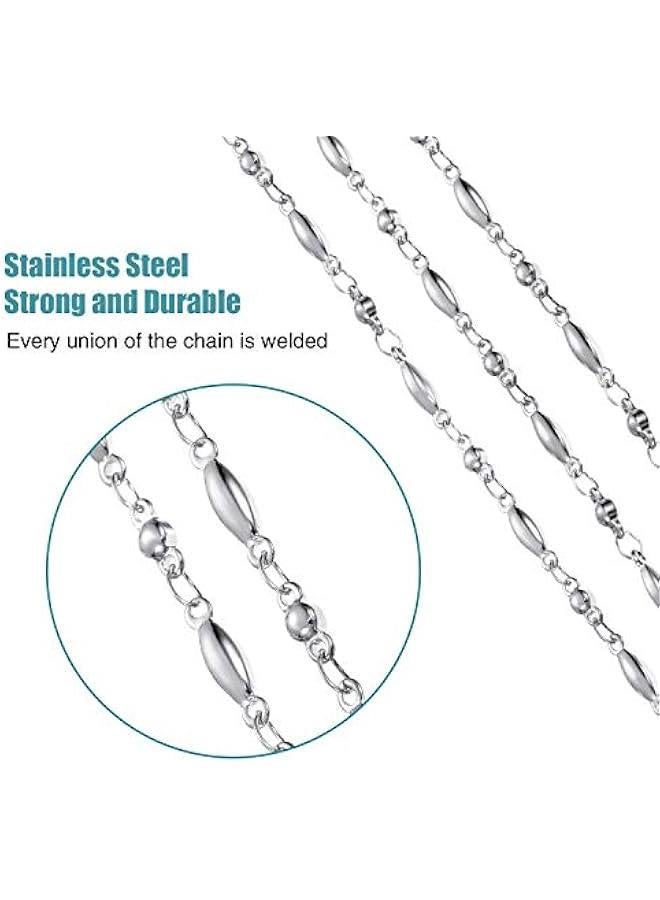 Arabest Women's Stainless Steel Necklace Name Badge Holder Set for Teacher - Retractable Lanyard and 3 Clip Pieces - Silver - 43 Inches  - Image 3
