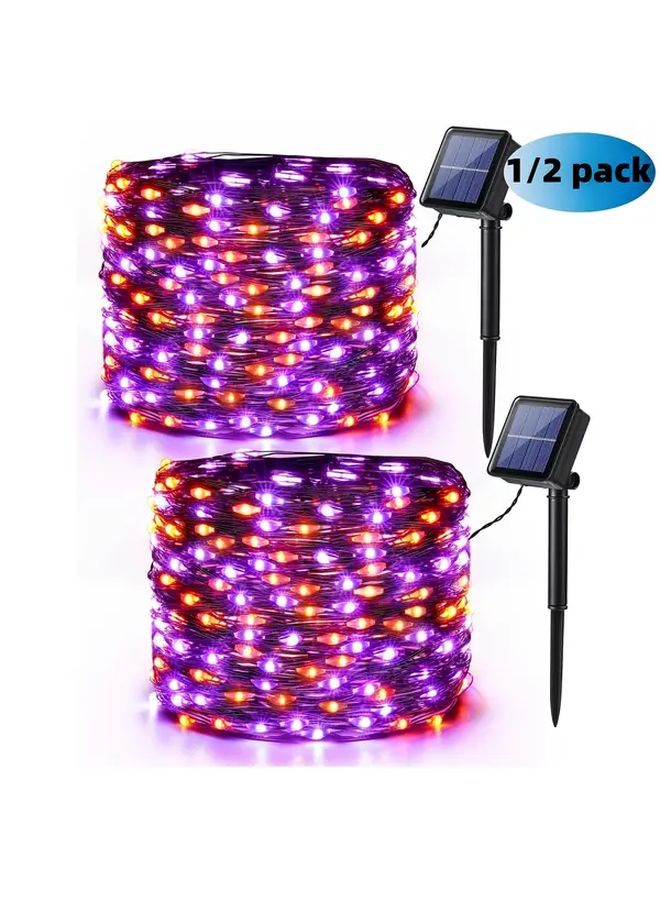 2 حزمة من أضواء سلسلة LED البيضاء لهالوين بطول 40 قدمًا تعمل بالطاقة الشمسية مع 8 أوضاع للزينة الخارجية - Image 1