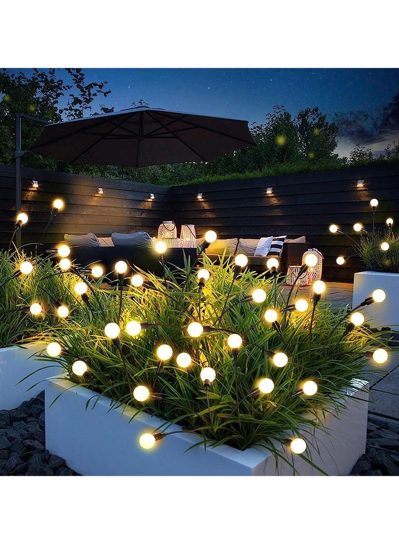 مجموعة من 2 مصباح حديقة يعمل بالطاقة الشمسية للاستخدام الخارجي، 10 مصابيح LED متأرجحة تعمل بالطاقة الشمسية، تتأرجح مع الرياح، مصابيح خارجية مقاومة للماء تعمل بالطاقة الشمسية لتزيين الفناء والمسار (أبيض دافئ) - Image 2
