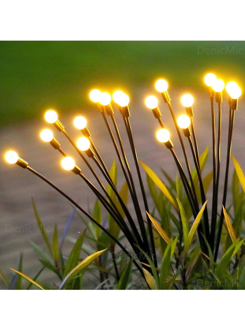 مجموعة من 2 مصباح حديقة يعمل بالطاقة الشمسية للاستخدام الخارجي، 10 مصابيح LED متأرجحة تعمل بالطاقة الشمسية، تتأرجح مع الرياح، مصابيح خارجية مقاومة للماء تعمل بالطاقة الشمسية لتزيين الفناء والمسار (أبيض دافئ) - Image 3