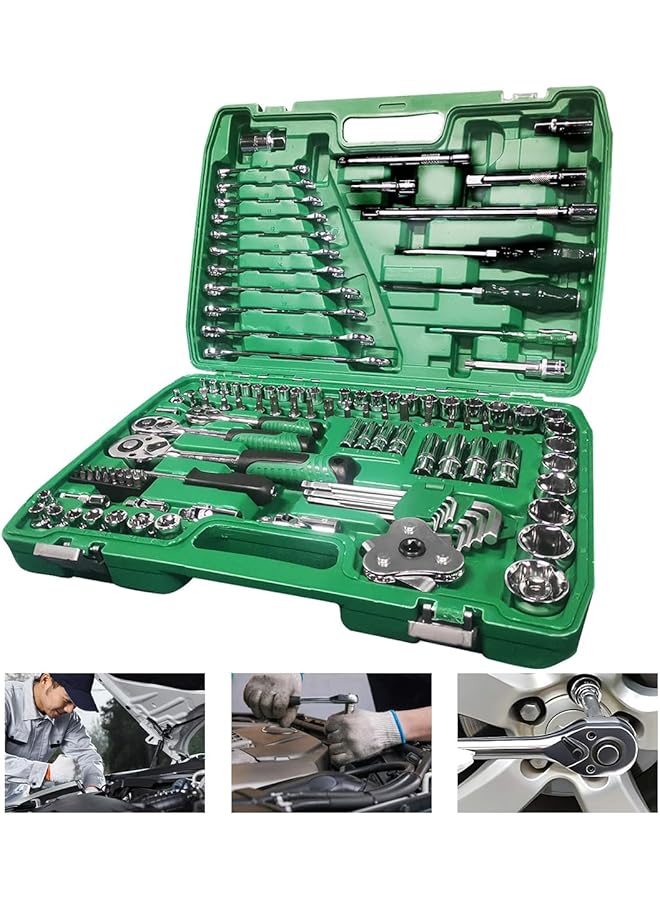 PROMASS 121pcs Auto Mechanic Socket Tool Kit, Car Repair Tool Socket Wrench Set with Batch Head Ratchet Torque Socket Spanner Screwdriver Car Toolbox, Auto Mechanics Repair Hand Tool Case for Home Repair Shop 