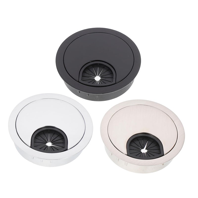3Pcs Cable Management Box Desk Wire Grommet Round Organizer Easy Open Cover White - Image 2
