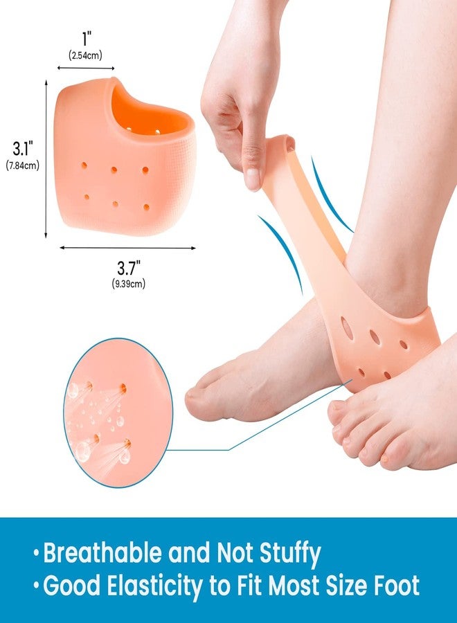 SEFLICA جوارب SEFLICA® المضادة للتشقق مع وسادة جل سيليكون للكعب (4 أزواج) | لتخفيف آلام تورم الكعب، وعلاج جفاف وتشقق الكعب | كريم للعناية بالقدم | للرجال والنساء | نصف طول (بيج) - Image 2