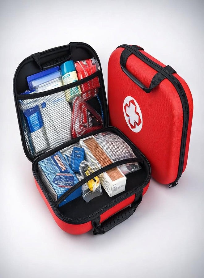 Shrux First Aid Bag – Hard Shell Medical Kit Storage Bag For Home Travel Camping Hiking or Car, Water Resistant & Zipper Closer Portable Medicine, Bandages and Emergency Supply organizer Case (Big) - Image 2