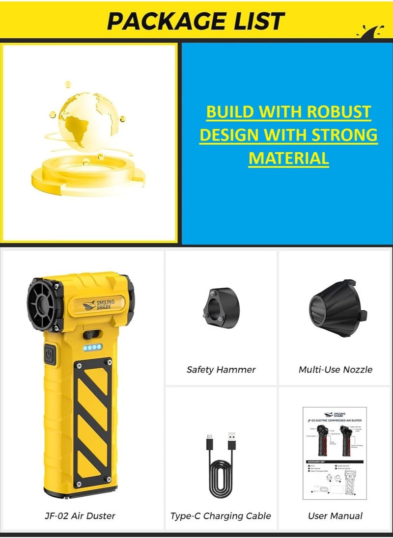 Jet Dry Mini Blower 130,000 RPM Handheld High Speed Brushless Motor Jet Duster Fan Adjustable Wind Speed Type-C for Lighting Car Keyboard Lens Cleaning Camping