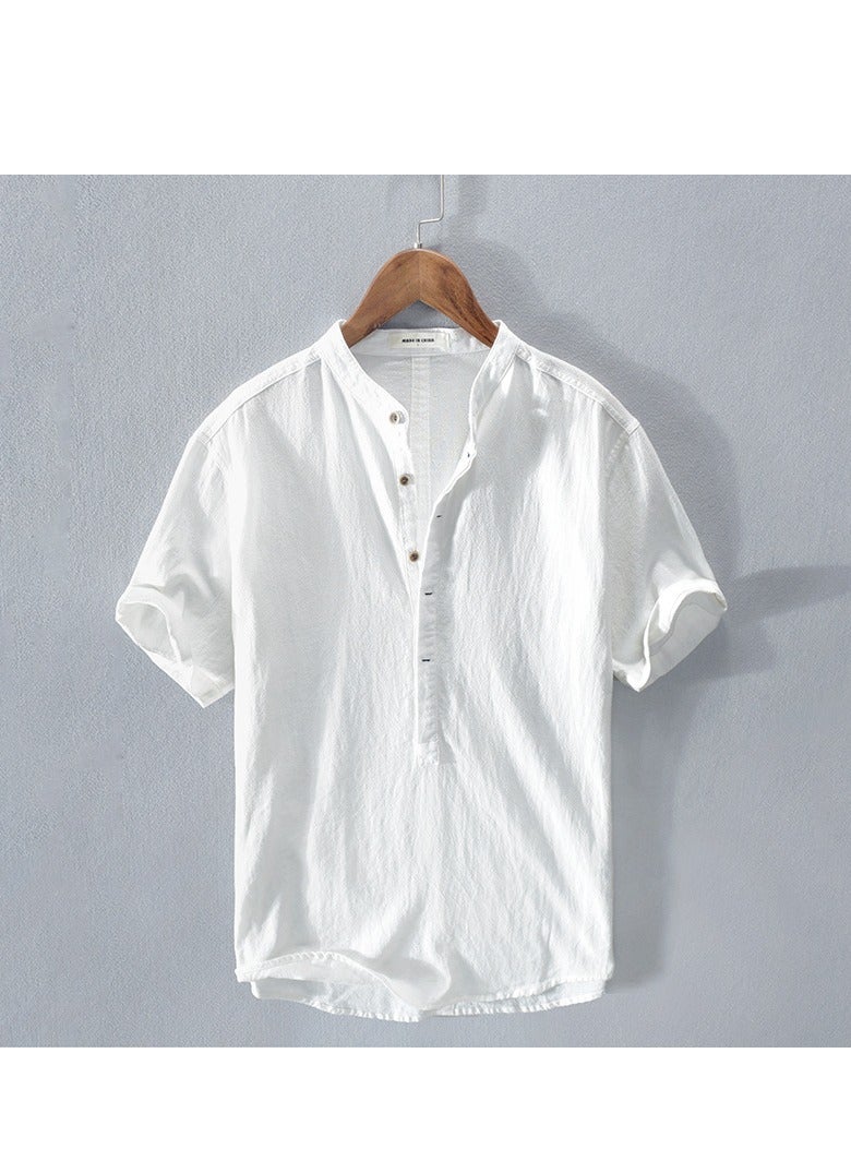 Men's Cotton And Linen Short Sleeved Shirt  - Image 1