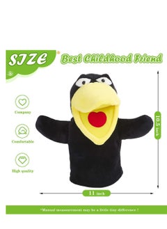 KASTWAVE Hand Puppet Toys, Cute Plush Crow Toy Soft Lovely Bird Toy Doll Funny Developing Intelligence Birthday for Kids interactive Imaginative Pretend Play Black, 10''  - Image 5