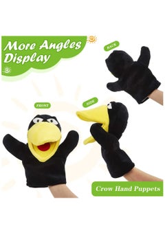 KASTWAVE Hand Puppet Toys, Cute Plush Crow Toy Soft Lovely Bird Toy Doll Funny Developing Intelligence Birthday for Kids interactive Imaginative Pretend Play Black, 10''  - Image 2