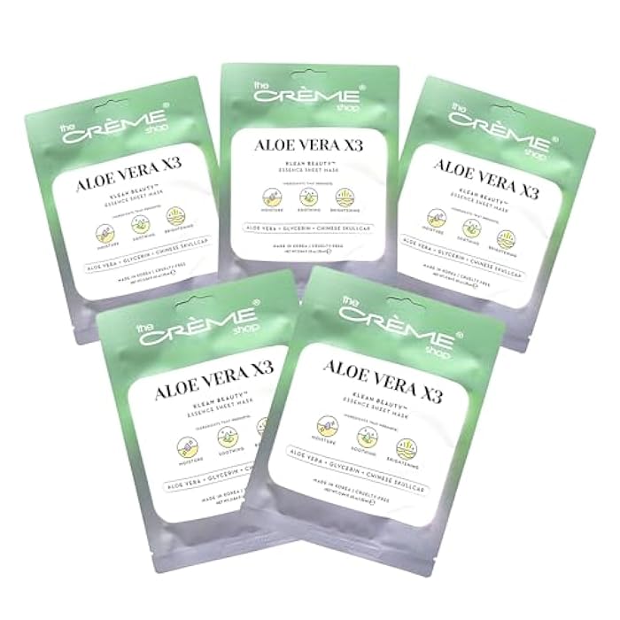 The Crème Shop Korean Skincare | Aloe Vera Face Sheet Mask 5 Pack - Image 1