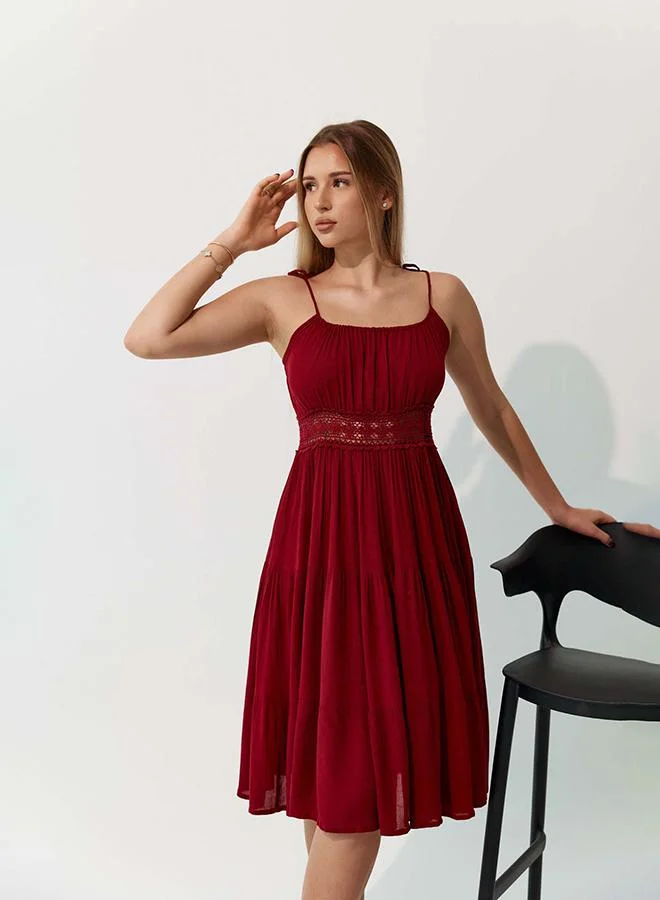 VIRGIO 100% Cotton Dress With Intricate Contrast Embroidery