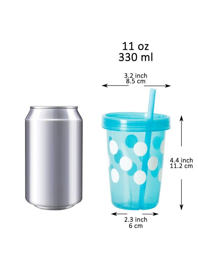 Youngever 7 Sets 11 Ounce Plastic Kids Cups with Lids and Straws, 7 Pack Reusable Toddler Cups with Straws in 7 Assorted Colors (Polka) - Image 2