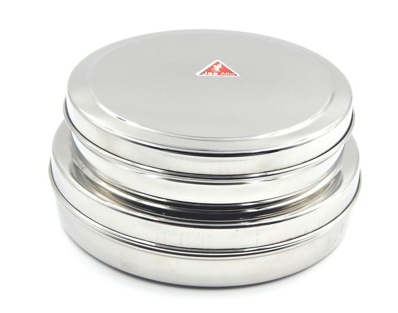 JEE ALTO Stainless Steel Food Grade Sleek & Flat Multipurpose Container/Chapathi Dabba/Chocolate Box Set of 2 Pcs (425 ml, 575 ml) - Image 1