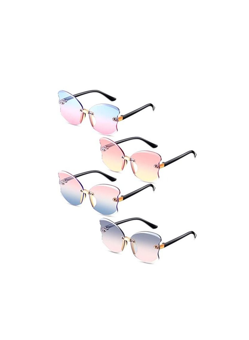 SYOSI Kid Sunglasses Rimless Butterfly Shaped Trendy Glasses Fairy Transparent Butterfly Glasses Vintage Gradient Frame Eye Glasses Fashionable 90s Girls' Sunglasses 4 Pairs  - Image 1