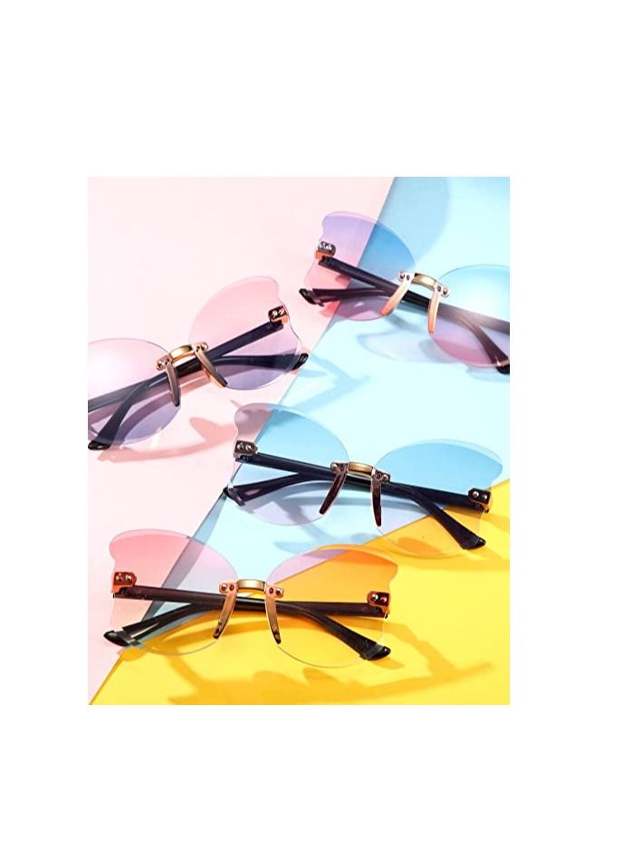 SYOSI Kid Sunglasses Rimless Butterfly Shaped Trendy Glasses Fairy Transparent Butterfly Glasses Vintage Gradient Frame Eye Glasses Fashionable 90s Girls' Sunglasses 4 Pairs  - Image 5