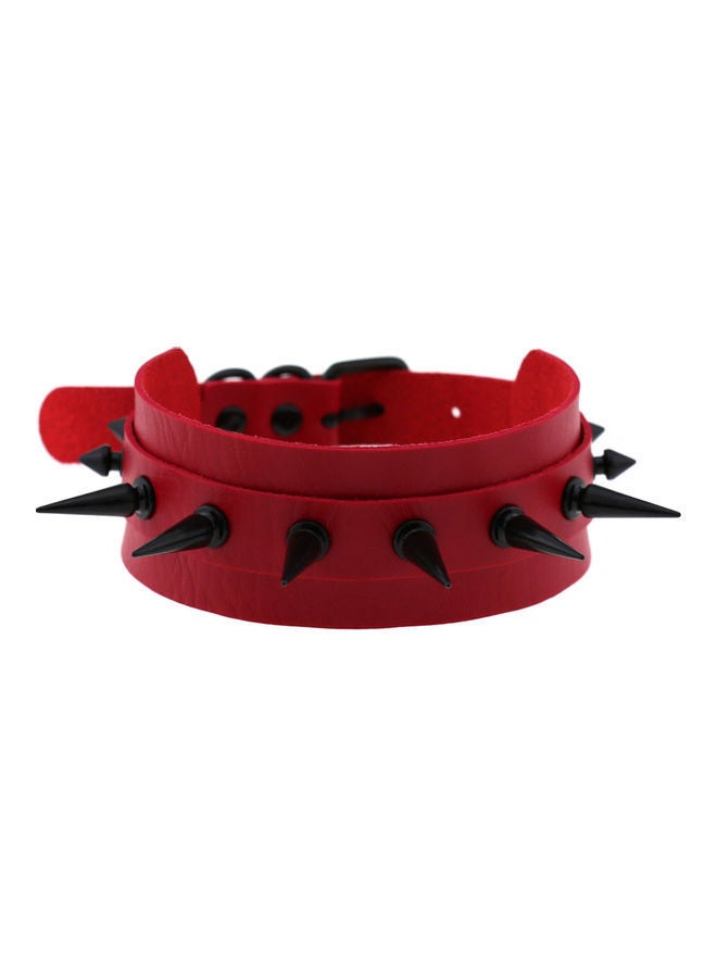NIBEMINENT Ring Rivet Faux Leather Collar Necklace