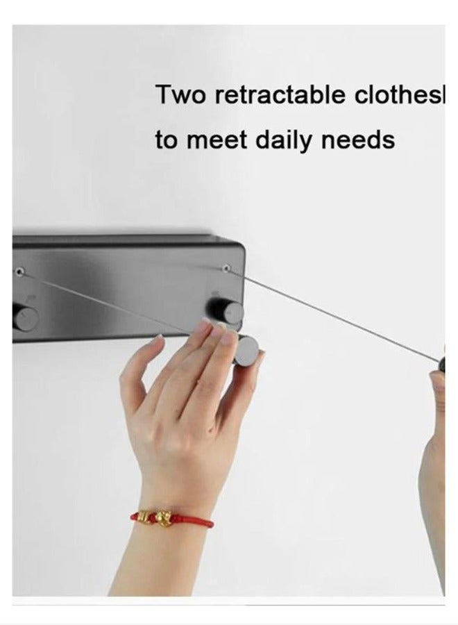 Captaintech Retractable Clothesline with Adjustable Stainless Steel Double Rope - Image 2