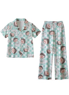 Volleyball Juvenile Pajamas and Chuanche Mens and Womens Home Suit Cartoon Animation Printing Girlfriend Three-Piece SetShort Sleeve Trousers Short Sleeve Trousers