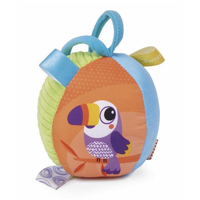 Chicco Soft Ball for Stroller, Light & Rattle Features, 0-18m, 9.5cm Diameter, Machine Washable, Tactile Skill Development - Image 1