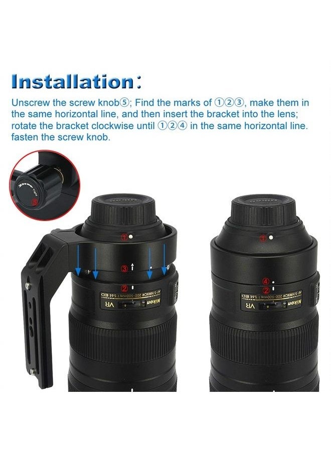 Haoge - LMR-N25 Lens Collar Replacement Foot Tripod Mount Ring Stand Base for Nikon AF-S NIKKOR 200-500mm f/5.6E ED VR Lens Built-in Arca Type Quick Release Plate - Image 1