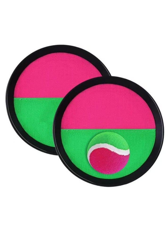 Velcro ball game, set of balls with 2 paddles and 1 for children, throwing and catching, for outdoor use, multi-color  - Image 1