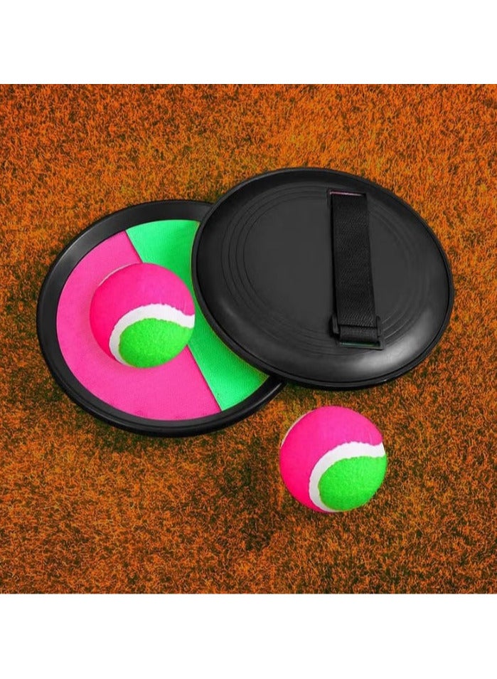 Velcro ball game, set of balls with 2 paddles and 1 for children, throwing and catching, for outdoor use, multi-color  - Image 2