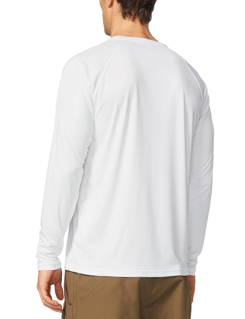 baleaf Men's Sun Protection Shirts UV SPF T-Shirts UPF 50+ Long Sleeve Rash Guard Fishing Running Quick Dry White Size XL - Image 2