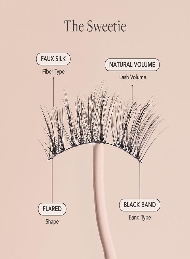 House of Lashes The Sweetie False Eyelashes, Black, Faux Silk, Medium Volume, Flared Half Lash, 3 Pairs, Reusable - Image 3