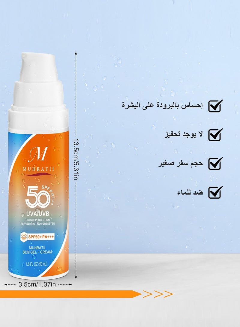 مهارات واقي من الشمس بعامل حماية من الشمس 50، واقي من الشمس بعامل حماية من الشمس 50 للوجه، واقي ملون من الشمس للوجه - واقي من الشمس 50 مل - عامل حماية من الشمس 50+ PA+++ مقاوم للماء، حجم مناسب للسفر، مرطب للاستخدام الخارجي - Image 2