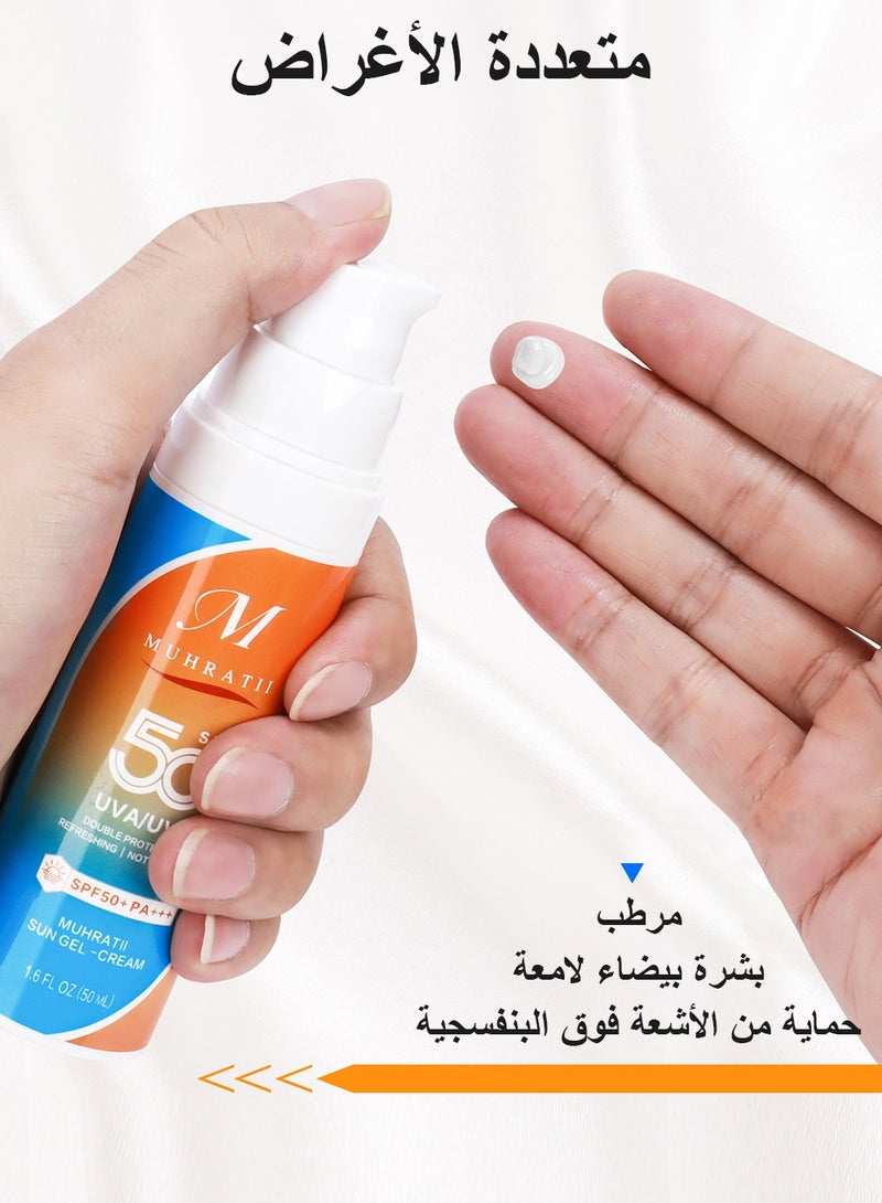 مهارات واقي من الشمس بعامل حماية من الشمس 50، واقي من الشمس بعامل حماية من الشمس 50 للوجه، واقي ملون من الشمس للوجه - واقي من الشمس 50 مل - عامل حماية من الشمس 50+ PA+++ مقاوم للماء، حجم مناسب للسفر، مرطب للاستخدام الخارجي - Image 3