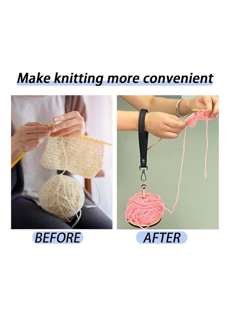 Yarn Holder for Knitting Crochet Wooden Frame Prevent Yarn Tangling Winding and Dispensing Accessories Portable Wrist Twirling Mechanism Spinning Needles Presents for Craft Lovers  - Image 4