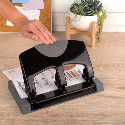 Swingline 3 Hole Punch, 45 Sheet Capacity Three Hole Puncher 3 Ring, Paper Punch, SmartTouch Low Effort, Black & Silver (74136) - Image 3