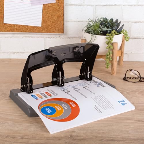 Swingline 3 Hole Punch, 45 Sheet Capacity Three Hole Puncher 3 Ring, Paper Punch, SmartTouch Low Effort, Black & Silver (74136) - Image 2