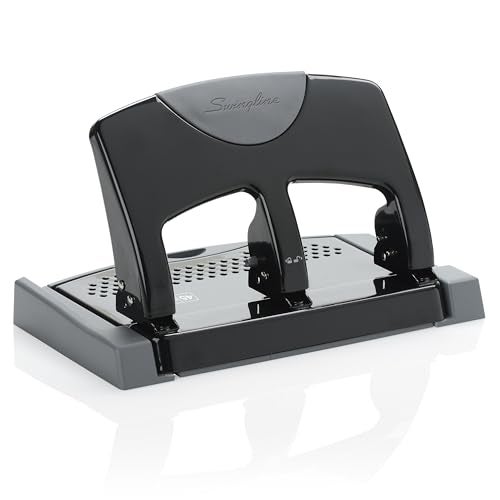 Swingline 3 Hole Punch, 45 Sheet Capacity Three Hole Puncher 3 Ring, Paper Punch, SmartTouch Low Effort, Black & Silver (74136) - Image 1