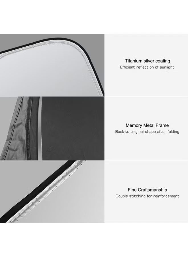 مظلة شمسية قابلة للطي للزجاج الأمامي للسيارة مع حقيبة تخزين، عاكسة للضوء، تحمي من حرارة الشمس والأشعة فوق البنفسجية، وتحافظ على برودة السيارة.  واقي أمامي - Image 4