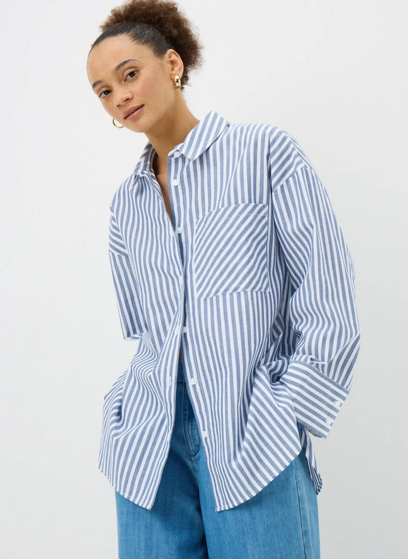 ماتلان قميص بوبلين مخطط باللون الأزرق