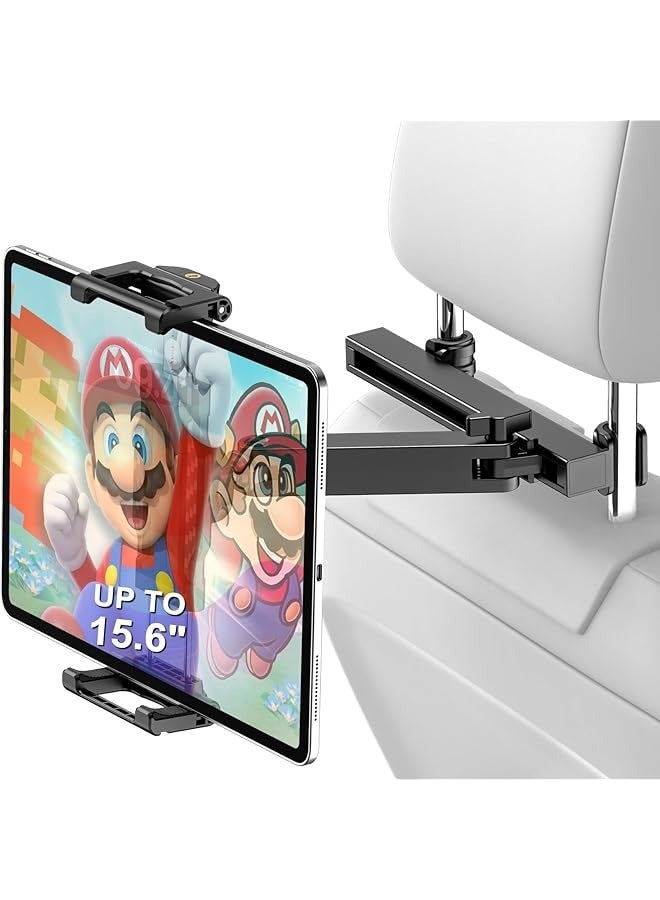 PROMASS Car Back Seat Tablet Mount, [Up to 15.6"] Car Headrest Tablet Holder Stand with Extension Arm, Road Trip Essentials for Kids, for iPad Pro 13 Air Mini, Galaxy Tab, iPhone, All 6.1-15.6" Device  - Image 1