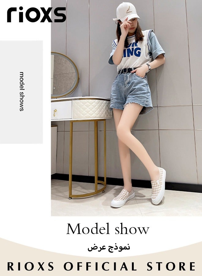 RIOXS Women's Slip on Shoes, Casual Low Top Sneakers, Fashionable Canvas Flats, Breathable Non-slip Shoes, Easy to Paired with Casual Clothes, Jeans or Skirts, Ladies Athlesiure Shoes  - Image 4