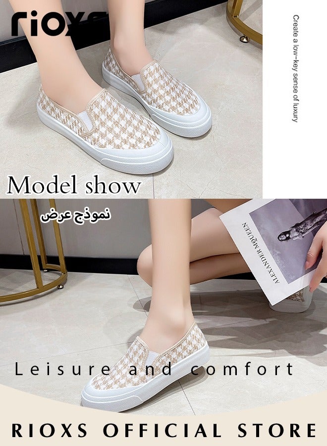 RIOXS Women's Slip on Shoes, Casual Low Top Sneakers, Fashionable Canvas Flats, Breathable Non-slip Shoes, Easy to Paired with Casual Clothes, Jeans or Skirts, Ladies Athlesiure Shoes  - Image 5