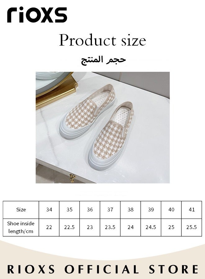RIOXS Women's Slip on Shoes, Casual Low Top Sneakers, Fashionable Canvas Flats, Breathable Non-slip Shoes, Easy to Paired with Casual Clothes, Jeans or Skirts, Ladies Athlesiure Shoes  - Image 2