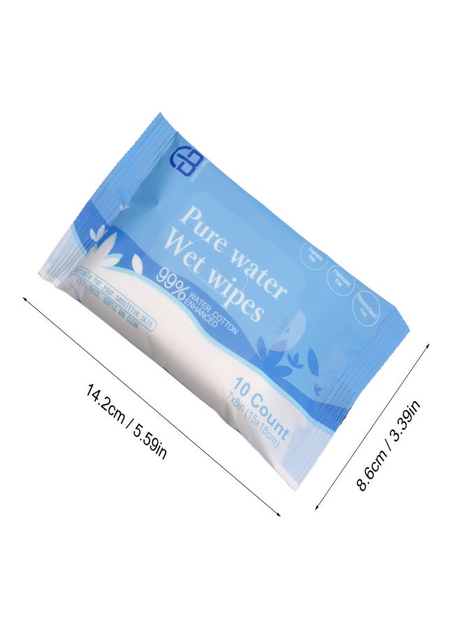 ١٠ مناديل قطنية مبللة، مناديل لليدين، مثالية للسفر، مناديل قطنية ناعمة وسميكة، مناديل مرطبة، عناية بالبشرة الحساسة - Image 4