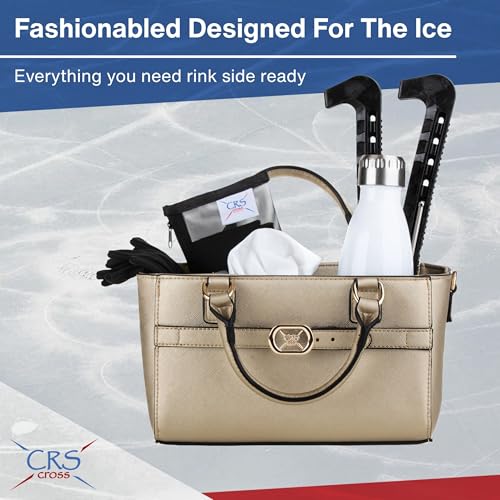 CRS Cross Rink Side Tote. Ice Skating Accessory Bag-Figure Skating, Roller, Inline Skaters, Dance, Cheer.Organizes Guards Water Bottle Phone (Rink Side Tote, Gold) - Image 2