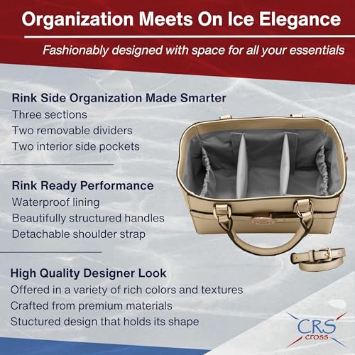 CRS Cross Rink Side Tote. Ice Skating Accessory Bag-Figure Skating, Roller, Inline Skaters, Dance, Cheer.Organizes Guards Water Bottle Phone (Rink Side Tote, Gold) - Image 4